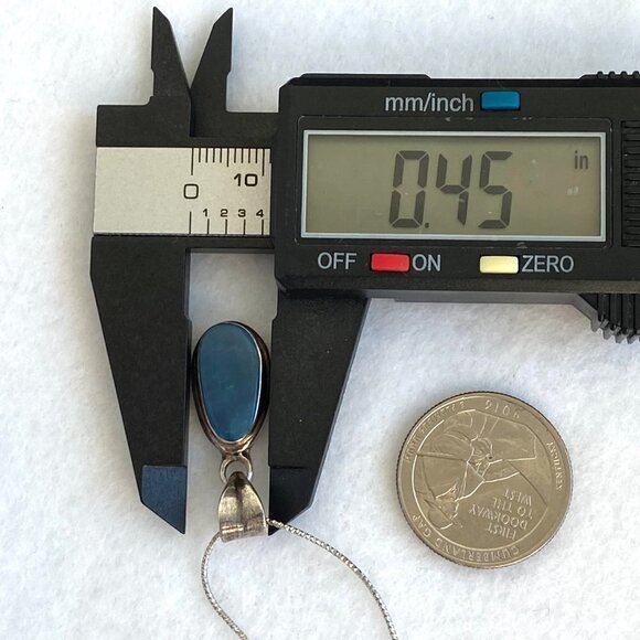 Sterling Silver 925 1.19" Oval Bezel Set Blue Opal Pendant Necklace 18" Chain - Picture 14 of 16